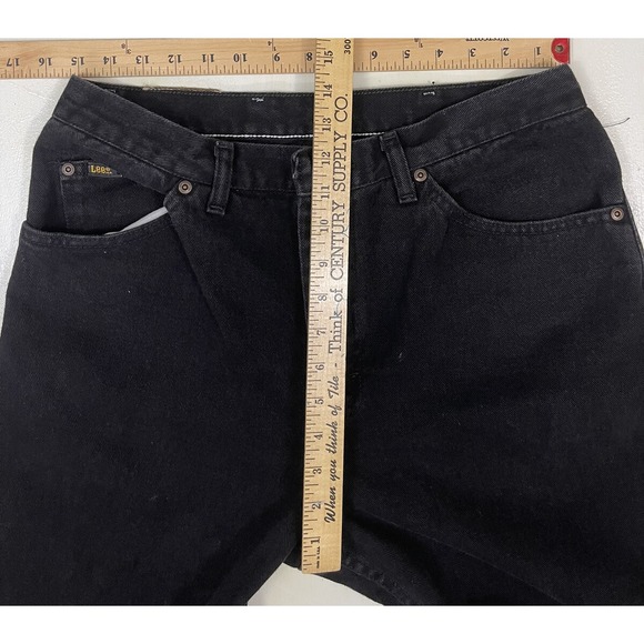 VTG Lee MR Jeans Men 30x35 34x36 Tag Black Thick Denim Straight Zip  Made in USA - Picture 5 of 10